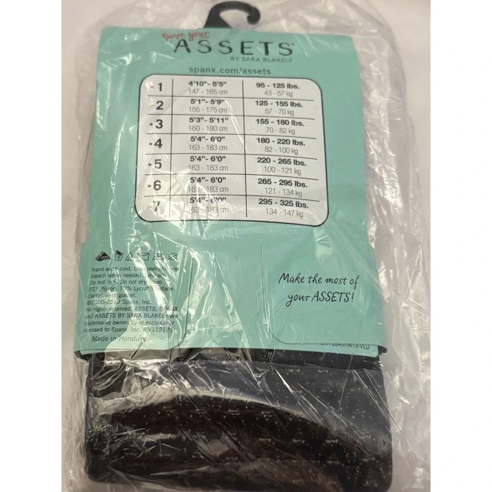 Lot of 5 Assets Sara Blakely Shaping Tights Size 3 Black Wishbone Diamond NIP